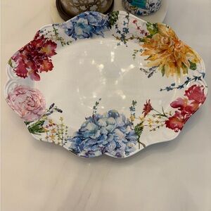 Pier 1 Imports White Platter with Floral Accent